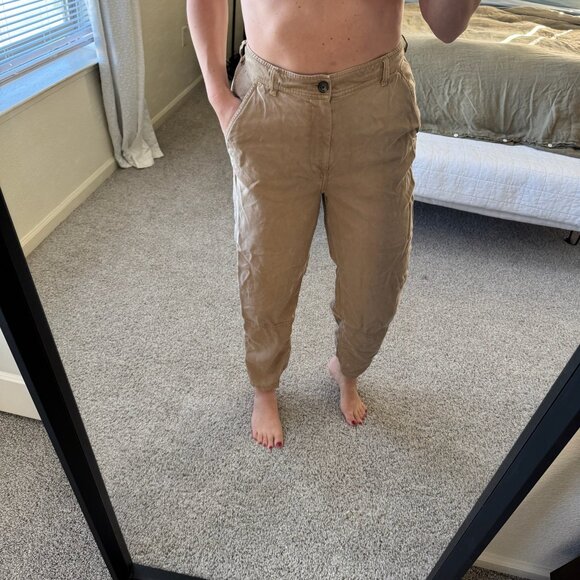 Everlane Khaki Barrel Pants Size 8 - Picture 2 of 10